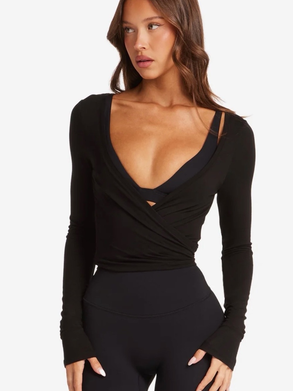 CSB Black Ballet Wrap Top (Size XS)